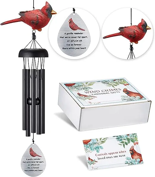 Memorial Wind Chimes for Outside,Cardinal Wind Chimes for Loss of Loved One,Sympathy Wind Chimes,Memorial Gifts for Loss of Mother,Sympathy Gifts for Loss of Dad,Windchimes in Memory of a Loved One