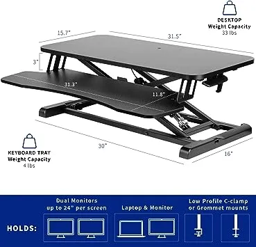 Vivo Desk-v000k Convertidor De Escritorio De 32 Pulgadas