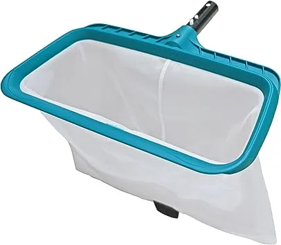 POOLWHALE Red profesional de desnatador de piscina, herramienta de limpieza de rastrillo de hojas de natación resistente con bolsa de red de malla de nailon fino profundo, limpieza rápida, borde de pala fácil, eliminación de recogida de desechos