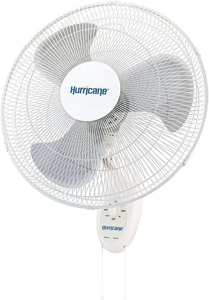 Hurricane Fans - Supreme 18" Wall Mount Fan - 18 Inch Wall Fan with 90 Degree Oscillation, 3 Speed Settings, Adjustable Tilt - ETL Listed - High 3036 CFM