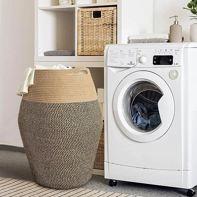 Portable Jute Rope Hamper with Easy-to-Grab Handles | Stylish Laundry Storage