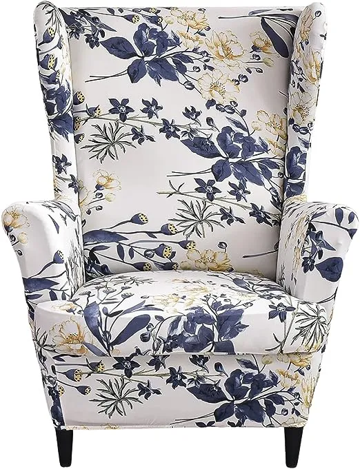 NILUOH Wing Chair Slipcovers 2 Pieces Stretch Spandex Wingback Chair Covers Sofa Slipcover Printing Wingback Armchair Slipcovers Furniture Protector Couch Soft with Elastic Bottom, 11