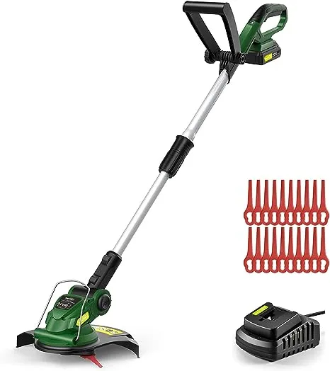 Electric Weed Wacker - SnapFresh 20V Cordless Weed Eater w/ 2.0Ah Li-ion Battery & Fast Charger, Cordless Lawn Trimmer for Multi-Angle Cutting, Grass Edger for Garden & Yard