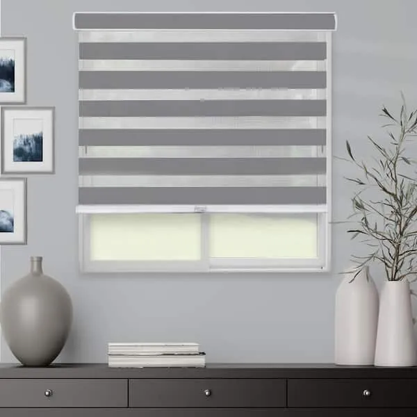 CHICOLOGY Zebra Roller Shade Window Zebra Blind Light Filtering Basic Slate 34 W X 72 H