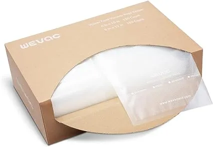 Wevac 6''x10'' & 8''x12'' 300 Count Food Vacuum Sealer Bags Keeper, PreCut Quart, Ideal for Food Saver, BPA Free, Commercial Grade, Great for storage, meal prep and Sous Vide