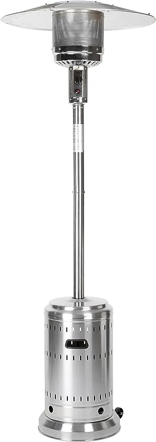 Amazon Basics 46,000 BTU Outdoor Propane Patio Heater with Wheels, Commercial & Residential, Havana Bronze, 32.1 in x 32.1 in x 91.3 in