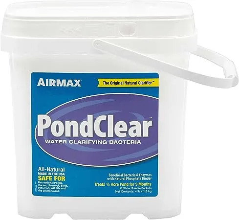 Airmax PondClear Pond Clarifier, Cleans Water & Eliminates Odor, Natural & Easy to Use Bacteria & Enzyme Packets, Safe for The Environment, Treats 1/4 Acre, 3 Month Supply, 12 Packets