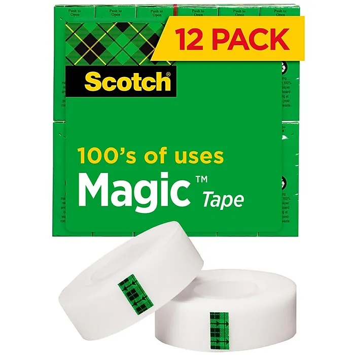 Scotch Magic Tape Value Pack, 3/4 inch x 1000 inch, 1 inch Core, Clear, 12/Pack