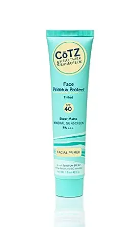 COTZ Face Prime & Protect Non-Tinted Mineral Sunscreen and Facial Primer Broad Spectrum SPF 40; PA++++ 1.5 oz / 42.5 g.