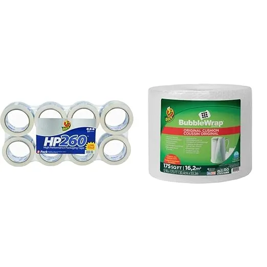 Duck HP260 Packing Tape Refill, 8 Rolls, 1.88 Inch x 60 Yard, Clear (1067839)