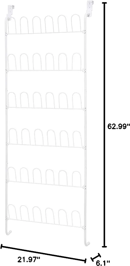 Honey-Can-Do 18 Pair OTD Shoe Rack SHO-01169 White, 30 lbs