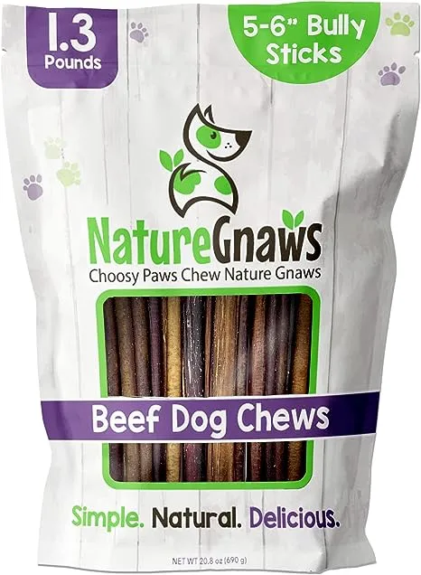 Nature Gnaws Bully Sticks Beef Dog Treats - 8oz