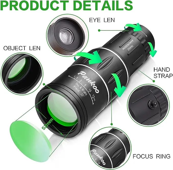 16x52 Monocular Telescope High Powered for Adults, 2023 Power Prism Compact Monoculars for Adults Kids,HD Monocular Scope for Gifts, Outdoor Activity