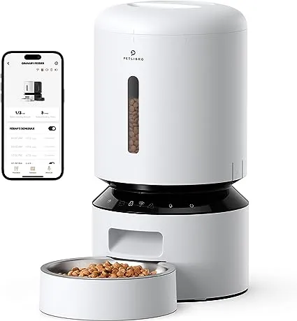 Petlibro Automatic Cat Food Dispenser, [2023 Upgraded] 5G Wifi Pet Feeder With App Control For Remote Feeding, 5L Automatic Dog Feeder With Low Food Sensor, 1-10 Meals Per Day For Cat And Dog,White