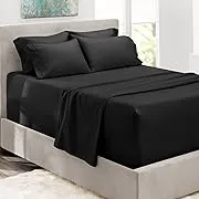 Nestl Bedding 6 Piece Bed Sheet Set - Extra Deep Pocket Full Black