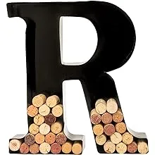 Will's Wine Cork Holder - Metal Monogram Letter , Black, Large, Size: Letter R