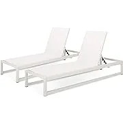 Christopher Knight Home Eudora Outdoor Chaise Lounge (Set of 2), White