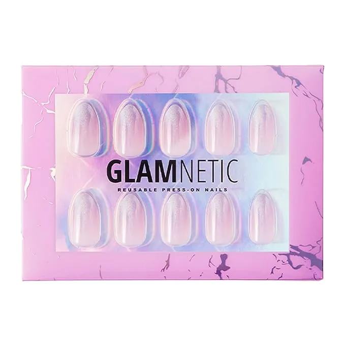 Glamnetic Press On Nails - Wild Card | Opaque UV Finish Short Pointed Almond Shape, Reusable Pastel Nails in 12 Sizes - 24 Nail Kit with Glue