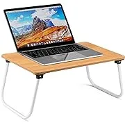 Ruxury Folding Lap Desk Laptop Stand Bed Desk Table Tray, Breakfast Serving Tray, Portable & Lightweight Mini Table, Lap Tablet Desk for Sofa Couch Floor - Wood