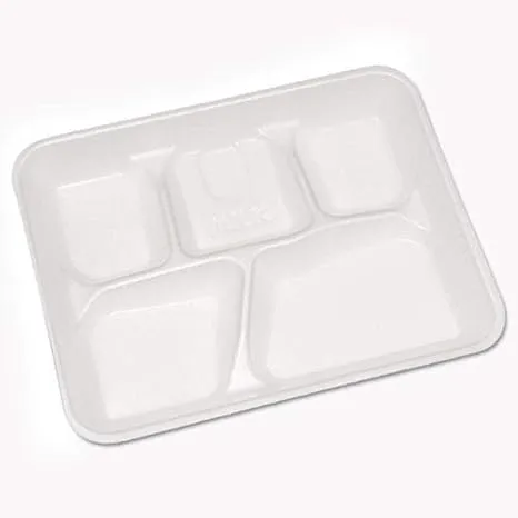 Pactiv Foam School Trays 5-Compartment 8.25 x 10.5 x 1 White 500/Carton