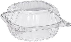 Dart Solo Small Clear Plastic Hinged Food Container 6x6 for Sandwich Salad Party Favor Cake Piece (Pack of 50)