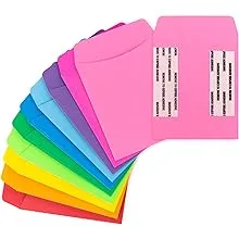 Hygloss 15731 Products Library Card Pockets-Perfect for Classroom, Arts & Crafts & Much More-Self-Adhesive-3.5” x 5” -30 Bright Pack of 300, 10 Assorted Colors