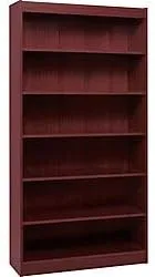 Lorell 6-Shelf 36 x 12 x 84-Inch Panel End Hardwood Veneer Bookcase, Mahogany