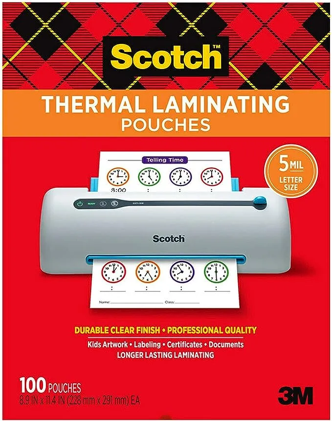 Scotch Thermal Laminating Pouches 5 Mil 100 Pack