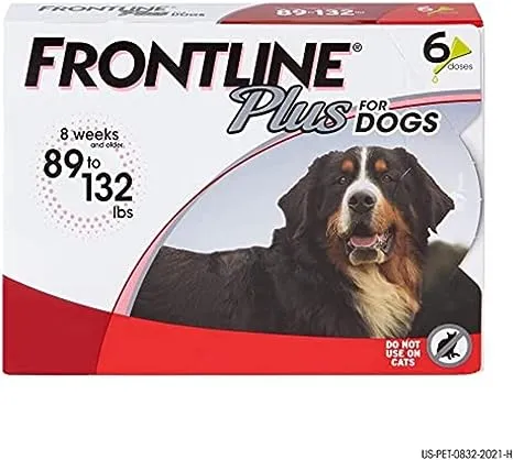 FRONTLINE Plus Flea and Tick Treatment for X-Large Dogs Up to 89 to 132 lbs., 3 Treatments