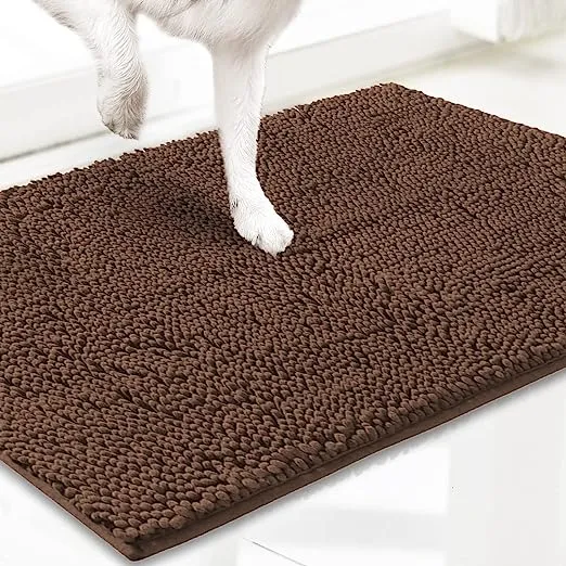 Muddy Mat AS-SEEN-ON-TV Highly Absorbent Microfiber Door Mat and Pet Rug, Non Slip Thick Washable Area and Bath Mat Soft Chenille for Kitchen Bathroom Bedroom Indoor and Outdoor - Brown Runner 59"X24"