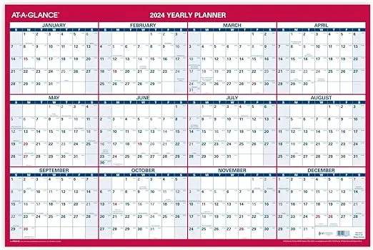 At-a-glance 2024 Vertical Horizontal Reversible Yearly Wall Calendar Large 24 x