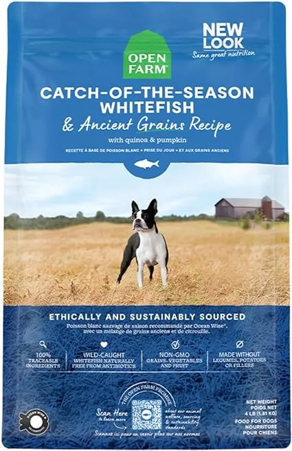 Open Farm Ancient Grains Dry Dog Food, Humanely Raised Meat Recipe with Wholesome Grains and No Artificial Flavors or Preservatives (Wild Salmon Ancient Grain, 11 Pound (Pack of 1))