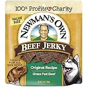 Newman's Own Beef Jerky Golosinas para perros paquete de 2 sabores receta original y receta de carne de res y batata