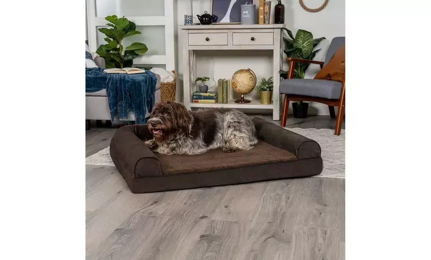 Furhaven Memory Foam Cooling Gel Pet Sofa Dog Bed. Multiple Options.