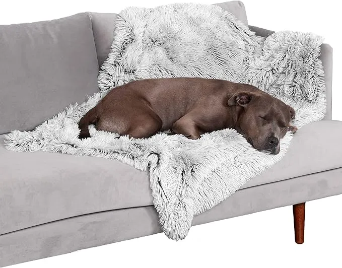 FurHaven Long Fur & Velvet Waterproof Blanket - Mist Gray, Large