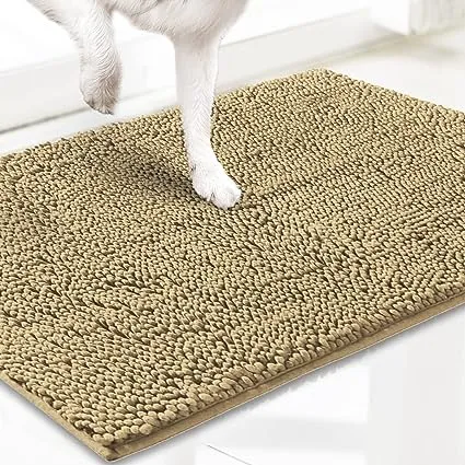 Muddy Mat Highly Absorbent Chenille Dog Door Mat, Beige, Small