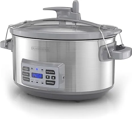 BLACK+DECKER SCD7007SSD Digital Slow Cooker with Temperature Probe + Precision Sous-Vide, 7-Quart Capacity, Stainless Steel