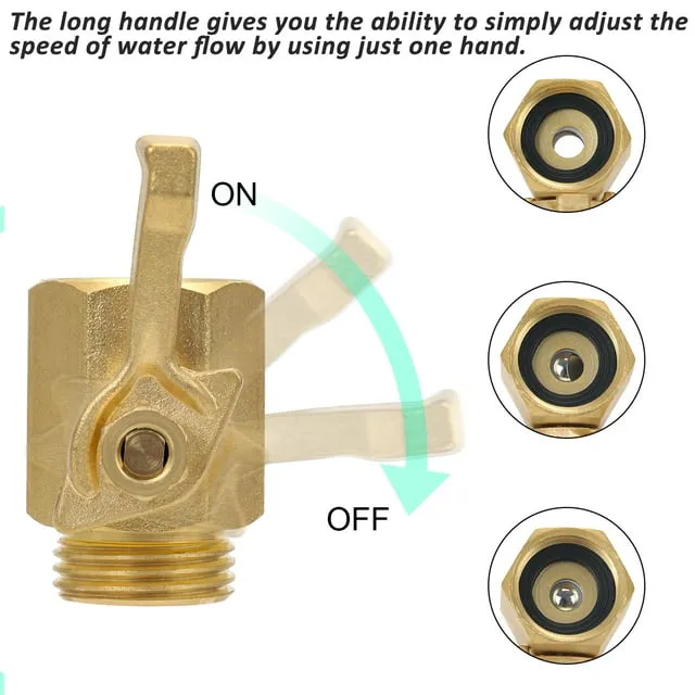 Super Heavy Duty Garden Hose Shut off Valve 2 Pack Solid Brass Water Hose Shut-off Ball Valve Adapter Connector