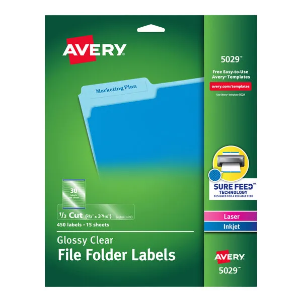 Avery Clear Permanent File Folder Labels