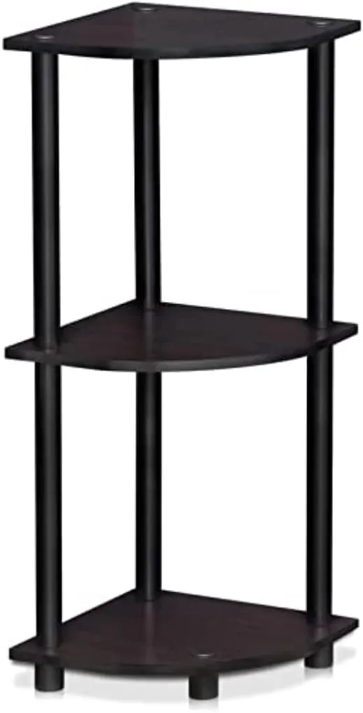 Furinno Turn-N-Tube 3-Tier Corner Display Rack Multipurpose Shelving Unit Espresso/Black