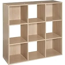 ClosetMaid Cubeicals 9 Cube Storage Shelf Organizer Bookshelf Square Shape, Easy Assembly, Wood, Birch Finish