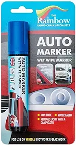 Window Markers for Glass Washable Car Window Paint Pen- Dry Erase Liquid Chalk Marker Car Decorations on All Surfaces, Tire, Windshield - Auto Marker, Autowriter, Rain Resistant (Blue, Jumbo Tip)