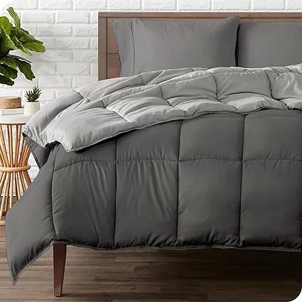 Bare Home Oversized King Comforter - Reversible Colors - Goose Down Alternative - Ultra-Soft - Premium 1800 Series - All Season Warmth - Bedding Comforter (Oversized King, Grey/Light Grey)