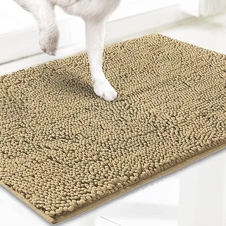 Muddy Mat Highly Absorbent Chenille Dog Door Mat, Beige, Medium