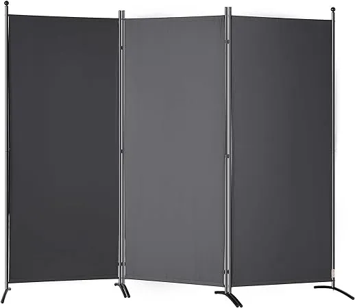 VEVOR Room Divider, 6.1 ft Room Dividers and Folding Privacy Screens (3-Panel), Fabric Partition Room Dividers for Office, Bedroom, Dining Room, Study, Freestanding, Dark Gray