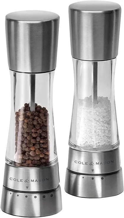 Cole & Mason H59408G Derwent Salt and Pepper Mills | Gourmet Precision+ | Stainless Steel/Acrylic | 190mm | Gift Set | Includes 2 x Salt and Pepper Grinders | Lifetime Mechanism GuaranteeCole & Mason H59408G Derwent Salt and Pepper Mil…