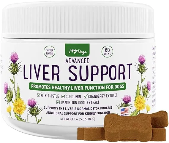 iHeartDogs Advanced Milk Thistle Liver Supplement for Dogs - Dog Liver Support with Milk Thistle, Turmeric Curcumin, Cranberry & Dandelion Root Extract