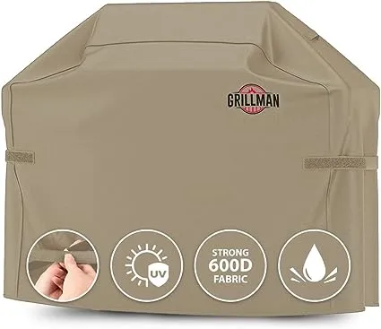 Grillman Premium BBQ Grill Cover. Rip-Proof & Waterproof (64" L x 24" W x 48" H, Gray) Top Heavy Duty Large Grill Cover for Weber Spirit, Genesis, Charbroil, etc. Barbecue Cover and Gas Grill Covers