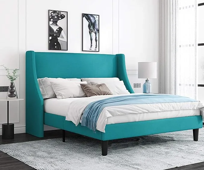 Allewie Bed Frame Platform Bed Frame Size with Upholstered Headboard