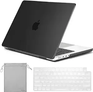 ProCase for MacBook Pro 14 inch 2023 2022 2021 M3 A2918 A2992 M2 A2779 M1 A2442, Slim Protective Hard Shell Case and Keyboard Skin Cover -Black